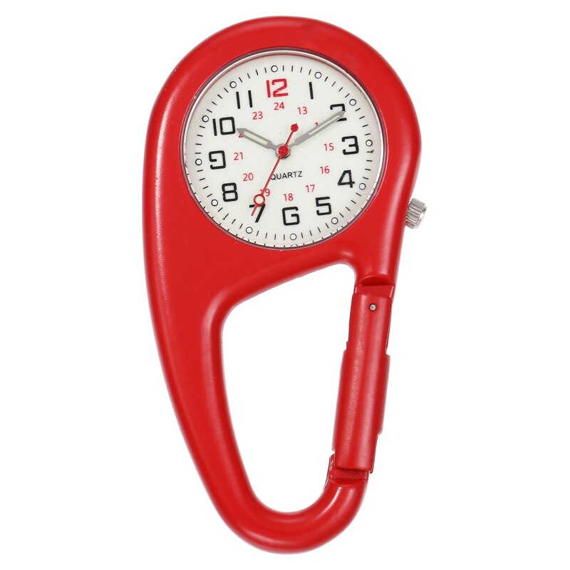Outdoor Round Dial Arabic Numbers Quartz Analog Clip Carabiner Hook Watch pocket watch Strong luminous FOB watch
