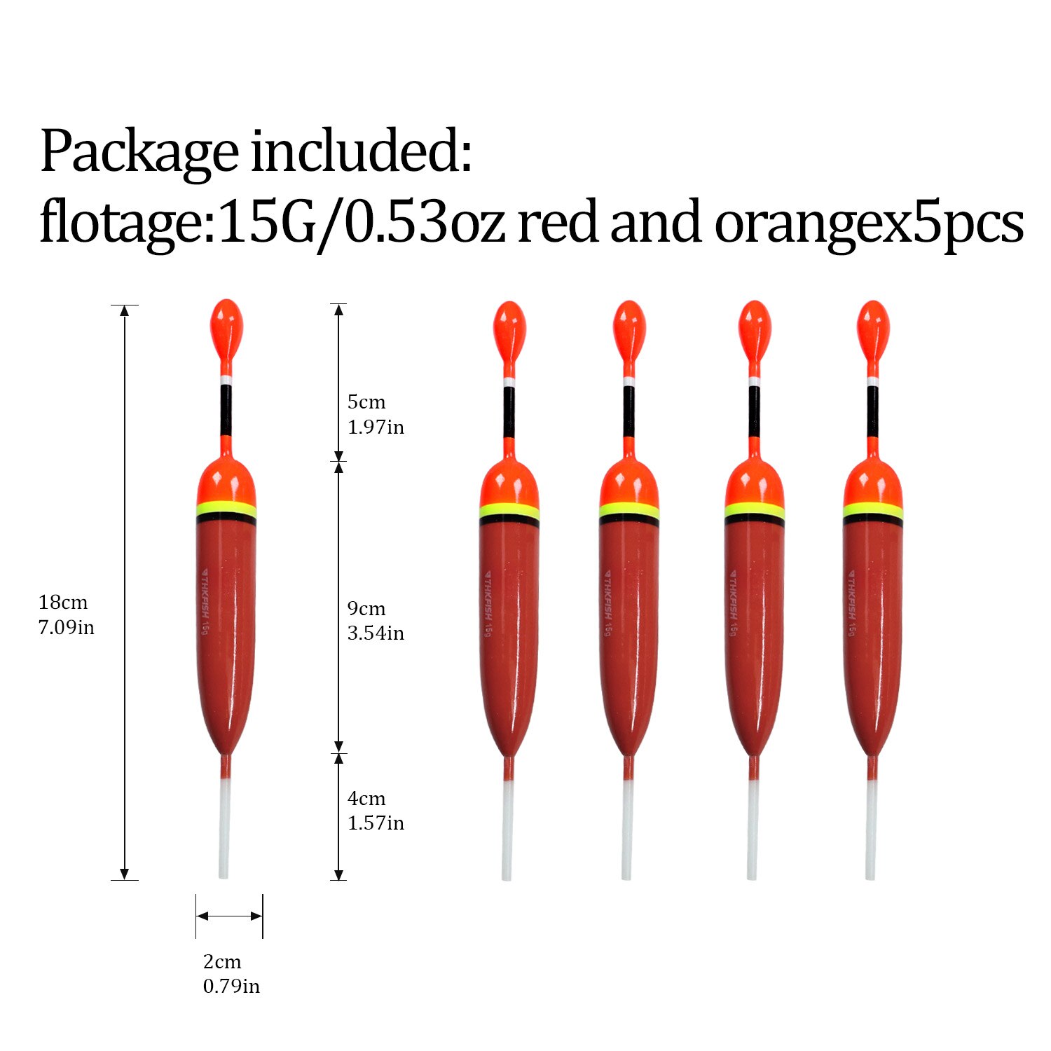 Lot de 5 flotteurs de pêche en bois, 15g, 5g: 5pcs 15g red