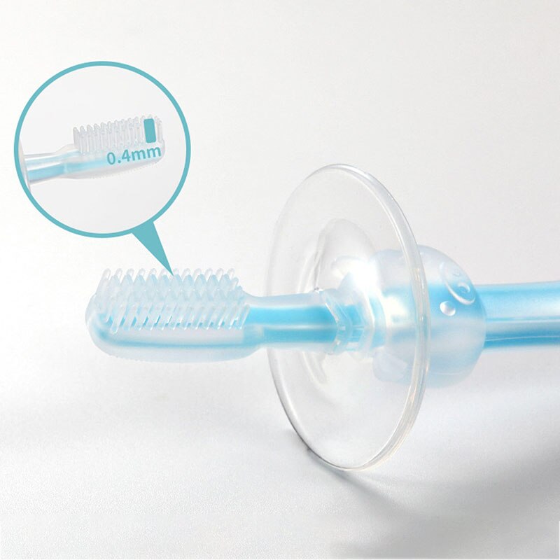 Cepillos dentales de entrenamiento para bebé, cepillo Dental de silicona suave con mango encantador con ventosa, cepillos dentales de entrenamiento sin BPA
