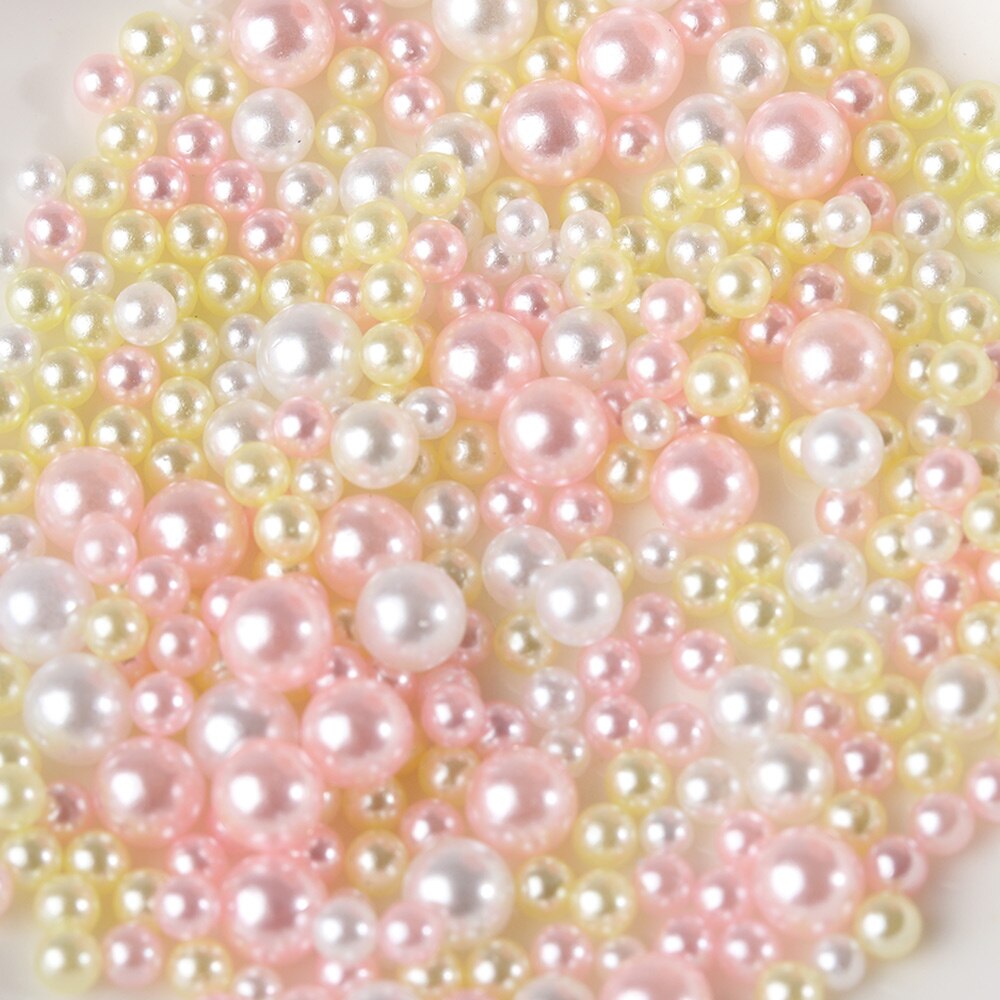 500 stk / taske 2.5-5mm bland regnbue farve rund uv harpiks efterligning perleperler intet hul løse perler diy smykker halskæde gør håndværk