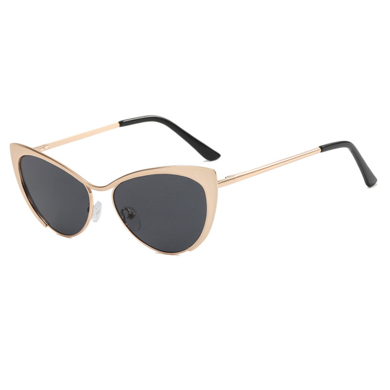 Shauna Anti-Blauw Licht Mode Vrouwen Cat Eye Optische Brilmonturen Lente Hinger Metalen Gradiënt Zonnebril UV400: Black
