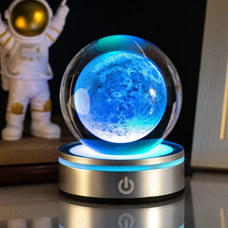 Luces nocturnas de bola de cristal, lámpara de mesa de Luna RGB 3D, planeta brillante, Galaxia, astronauta, decoración de mesa, para niños: changeable