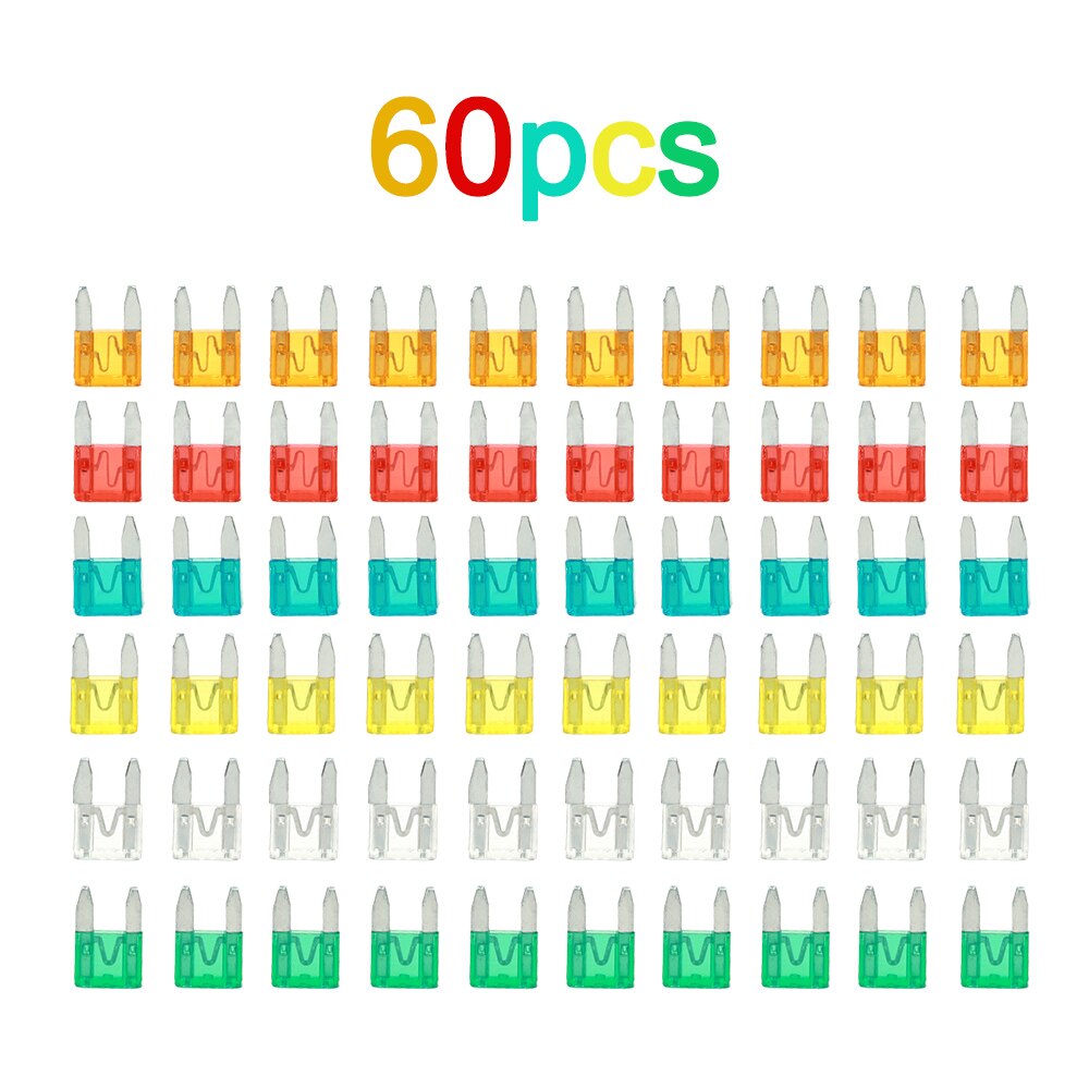 Universal 60pcs Mini Blade Fuses Auto Car Truck Assortment Fuse Kit with Box 5A 10A 15A 20A 25A 30A Auto Accessories