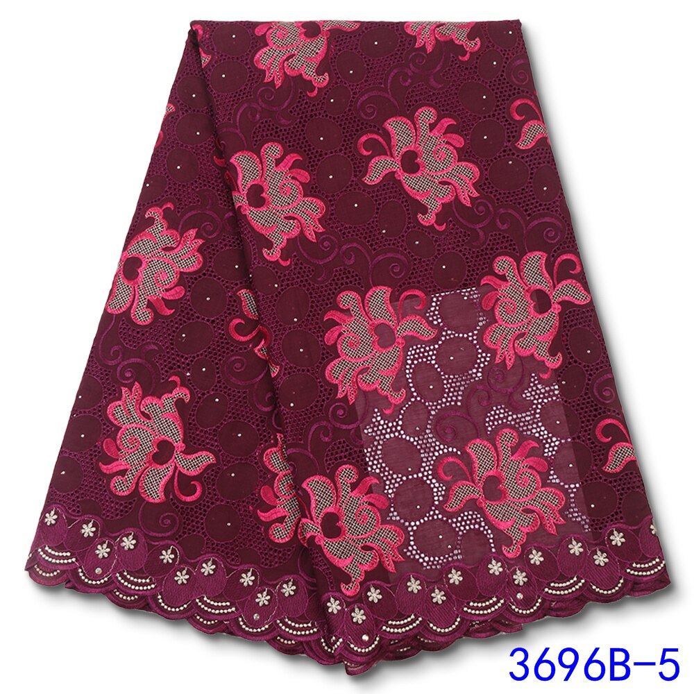 African Lace Fabric Lace Beautiful Nigerian Cotton Lace Fabrics With Stones For Party Wedding Dress YA3696B-6: Picture 5
