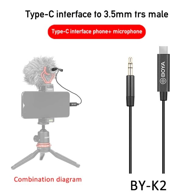 BOYA – câble audio TRS vers Lightning/type-c pour téléphone Android Apple, câble d&#39;extension de microphone, BY-K1/BY-K6 mm, 3.5, K2, K3, K4, K5: BY-K2