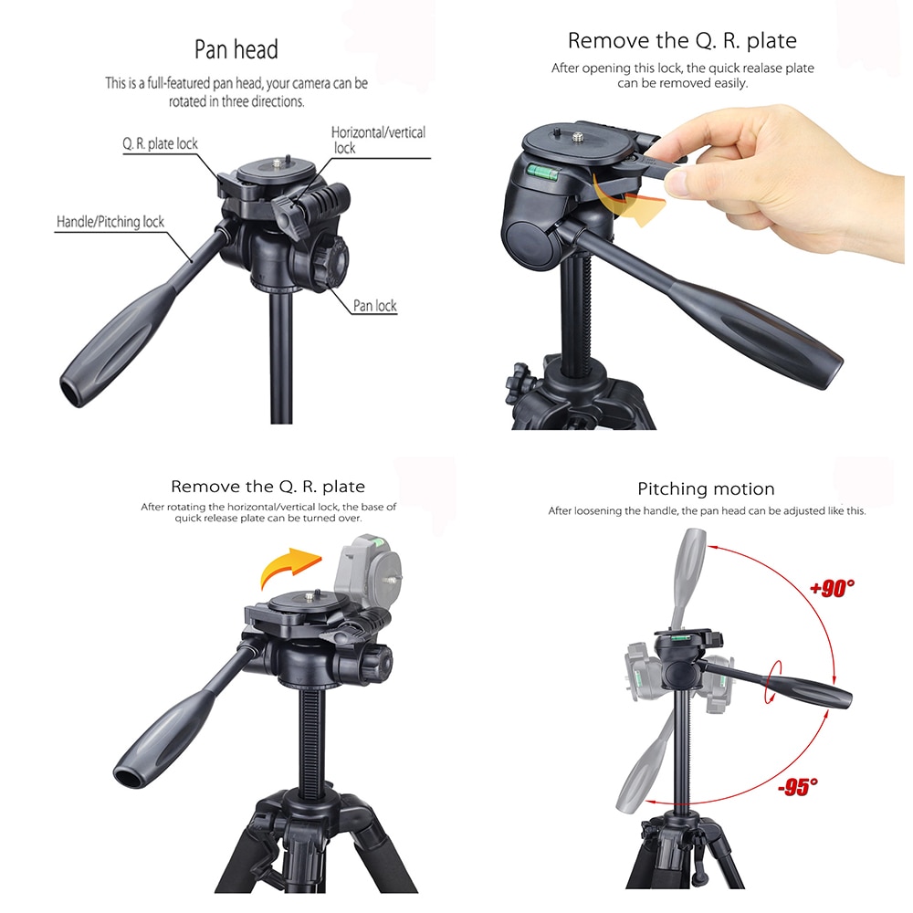 INNOREL RT10 Camera Tripod Aluminium Alloy Lightweight Travel Compact Tripod with Quick Release Plate & Pan Head