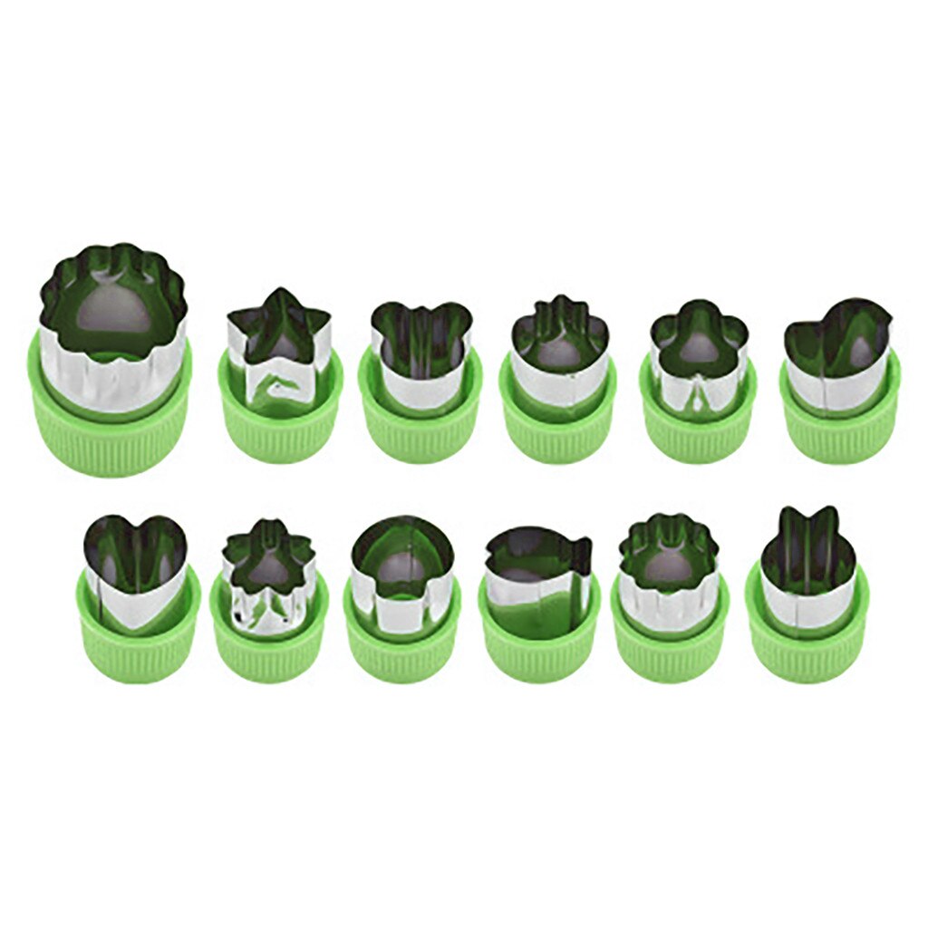12 Stuks Fruit Stervorm Fondant Cake Cookie Plunger Mould Mold Cutter Gereedschap Keuken Tool Accessoires #20 Cake: Green