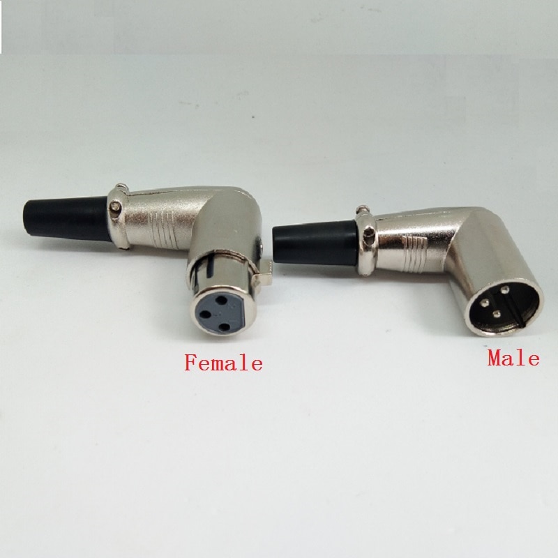 Right Angle 90 Degree Alloy Metal 3 Pin XLR Male Female plug Microphone Solder Audio Converter Plug for Microphone Plug