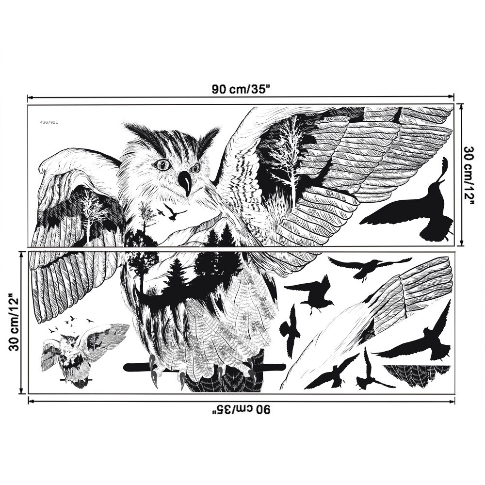 Black White Animal Silhouette Elk Zebra Eagle Horse Wolf Tiger Giraffe Wall Stickers Living Room Bedroom Decor Wallpaper: 1