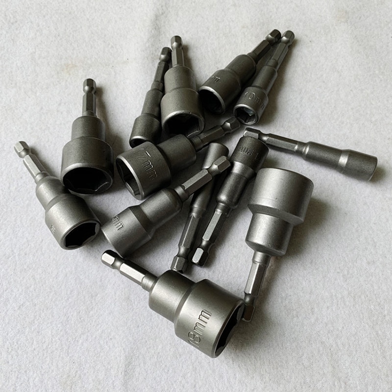 65mm Length Electric Power Magnetic Screwdriver Nut Driver Set Hex Shank Metric Wrench Socket Bit Crv 7-19mm