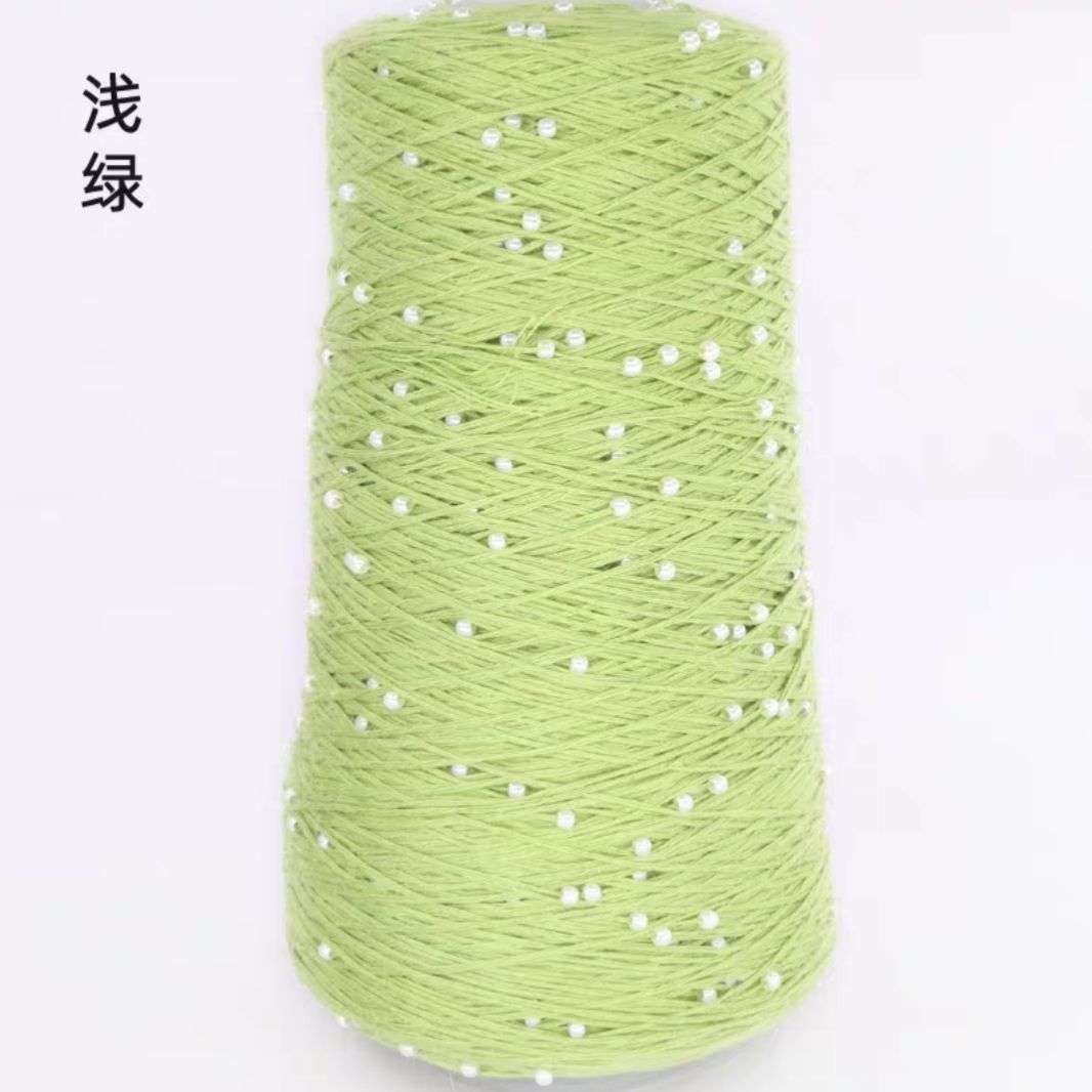 350g 70% CottonSoft Crochet Hand Pearl Beaded Yarn Lace 6# Hand-Knitted Thread For Summer Knitting Sweaters Hats Scarves Luxury: Silver
