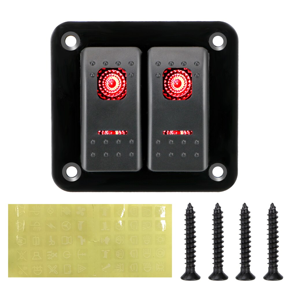 2 Gang Rocker Switch Panel for Car Marine Camper Caravans Travel Trailer LED Waterproof Switch Panel Circuit Breaker 12-24V: Red