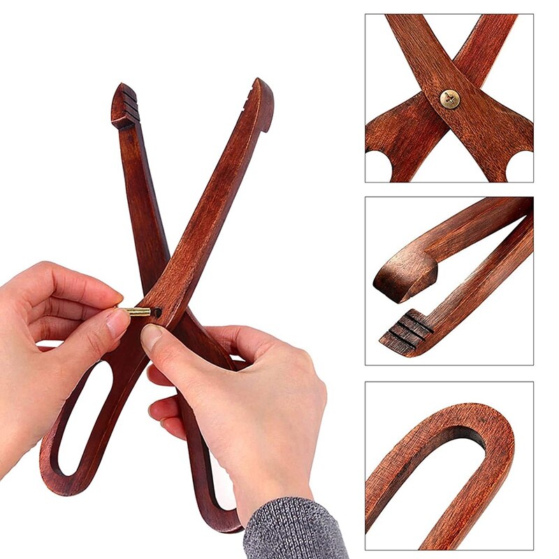 2 Packs Toaster Tongs Reusable Wood Cooking Tongs Scissor Wooden Kitchen Toast Barbecue Tongs BBQ Clip Buffet Food Tongs