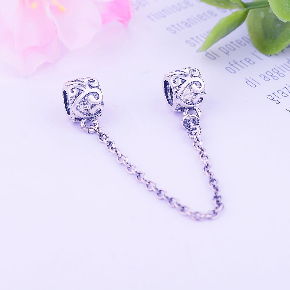 925 sterling silver säkerhetskedja europeisk passform fin charm pärlor stil armband halsband hänge diy originalsmycken