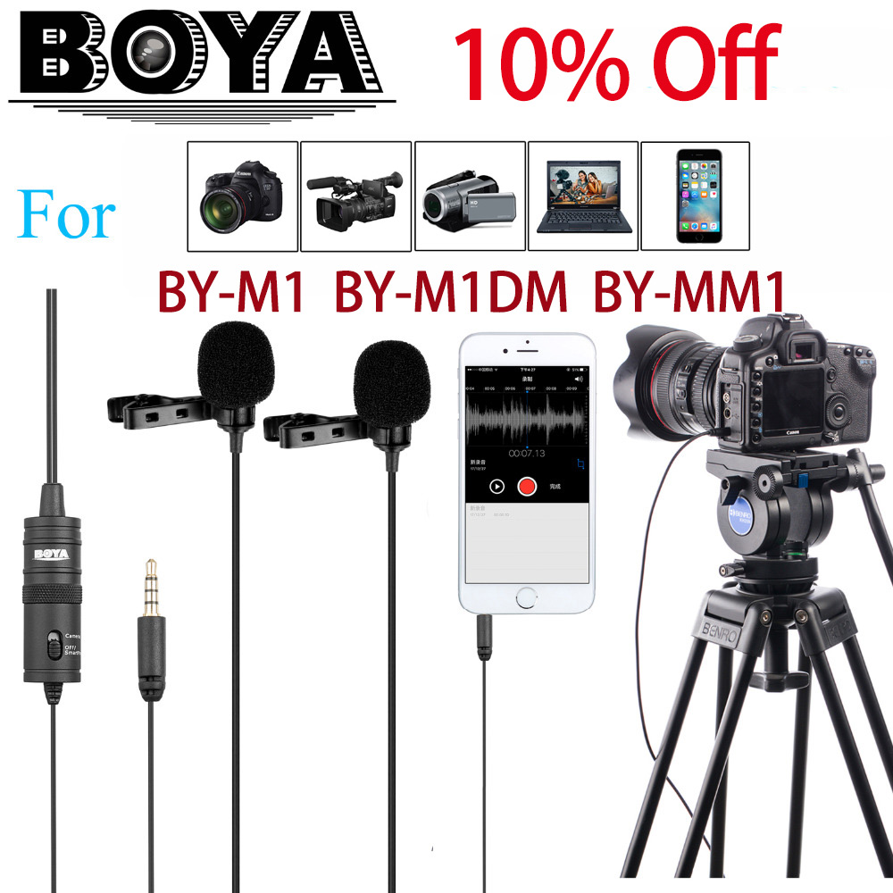 Boya BY-M1 BY-M1DM BY-MM1 Lavalier Microfoon Camera Video Recorder 3.5 Mm Clip Op Draadloze Microfoon Voor Iphone Smartphone Dslr Camera