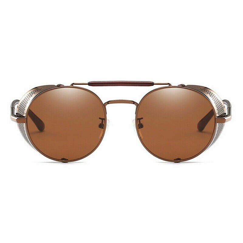 Steampunk lentille ronde lunettes de soleil Blinder Cyber bouclier ombre lunettes en métal: A093-A-05