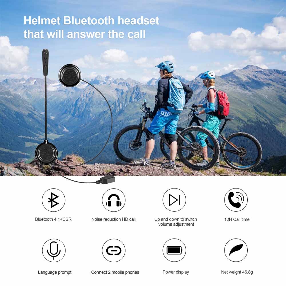 Ejeas E1 Bt 4.1 Draadloze Bluetooth Motorhelm Headset Intercom Interphone Helm Oortelefoon Hoofdtelefoon Speaker