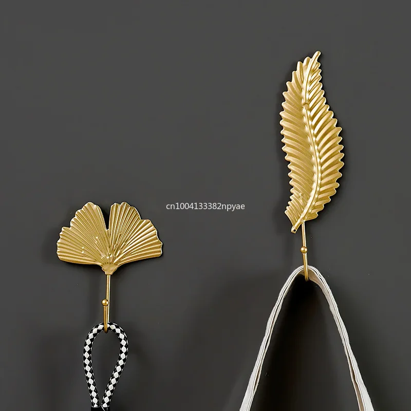 Ganchos de Metal con forma de hoja dorada, colgador de pared, estante de almacenamiento colgante para toallas, ropa, decoración del hogar y el baño, organizador, ganchos de pared, 1 ud.