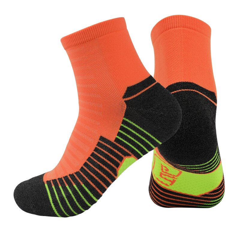 2021Männer Frauen Radfahren Socken Atmungsaktive draussen Sport Basketball Marathon- Laufen FußBall Sommer Socken Wandern Klettern socken: Mittel Orange