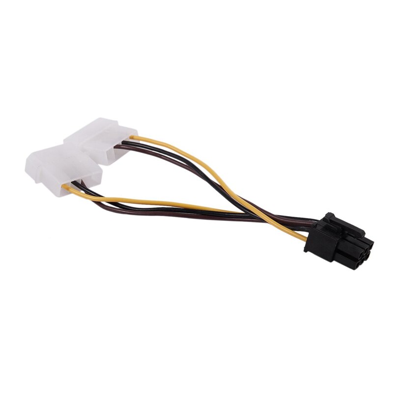 A Dual 4-Pin Molex IDE to 6 Pin PCI-E Graphic Card Power Connector Cable Adapter