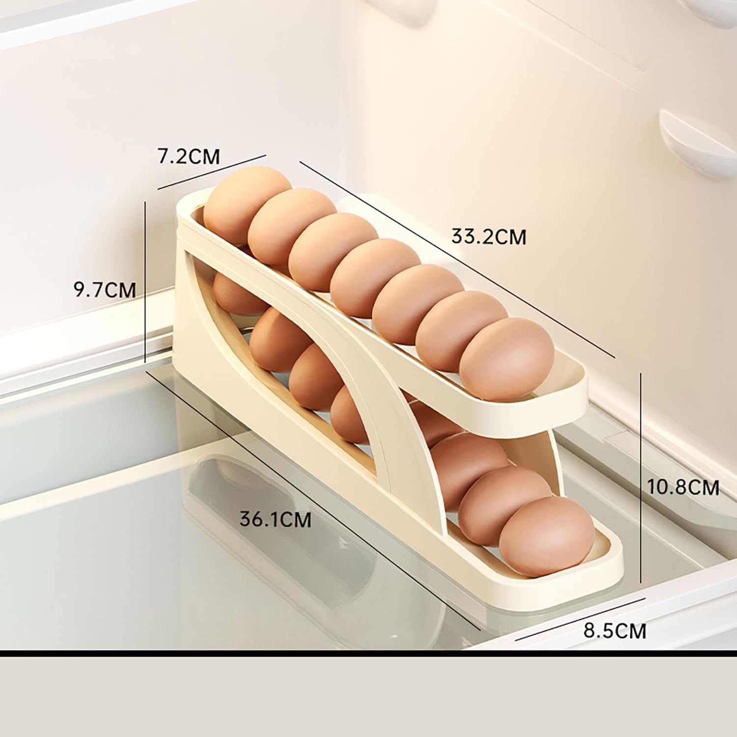 Eierhalter-Spender für Höhle Kühlschrank, automatische rollende Eieraufbewahrung für Höhle Kühlschrank, platzsparende Eierablage für Höhle Kühlschrank-Organizer