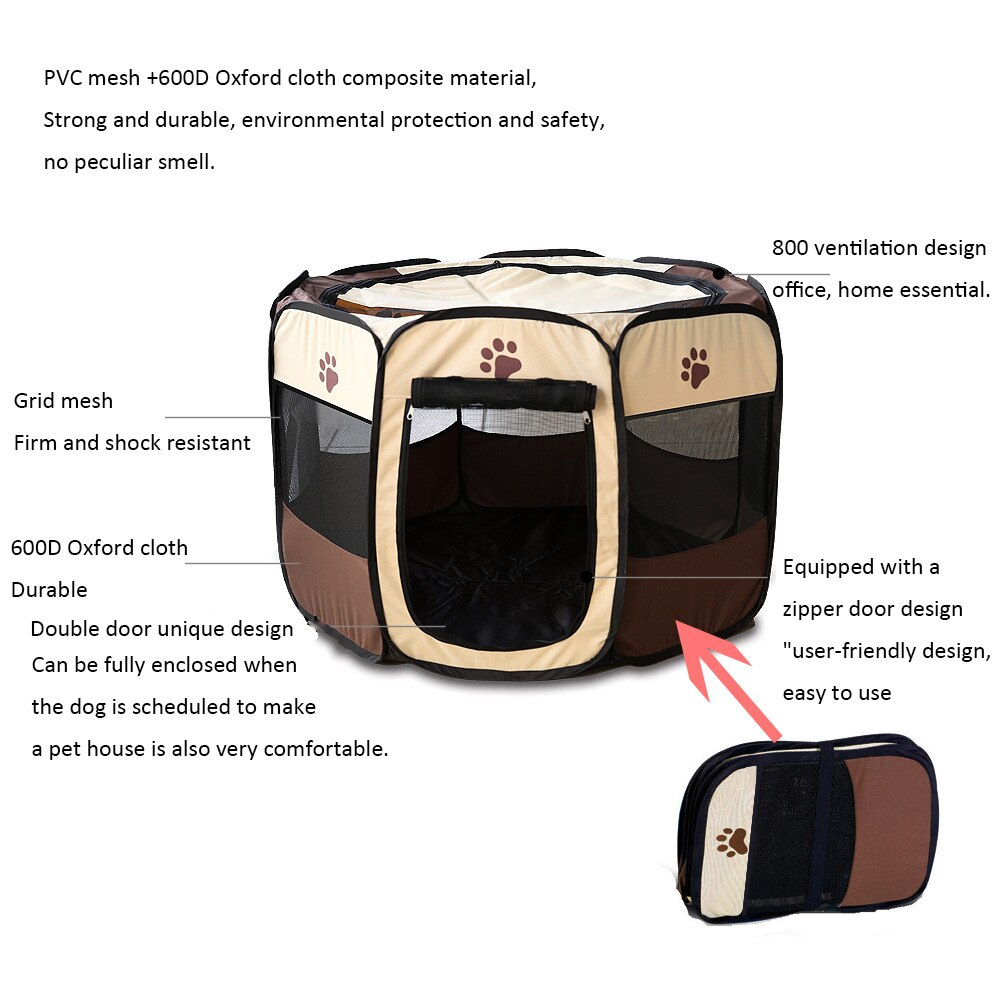 Hond Kinderbox Tent Krat Kamer Opvouwbare Puppy Oefening Kat Kooi Waterdichte Outdoor Twee Deur Mesh Schaduw Cover Nest Kennel