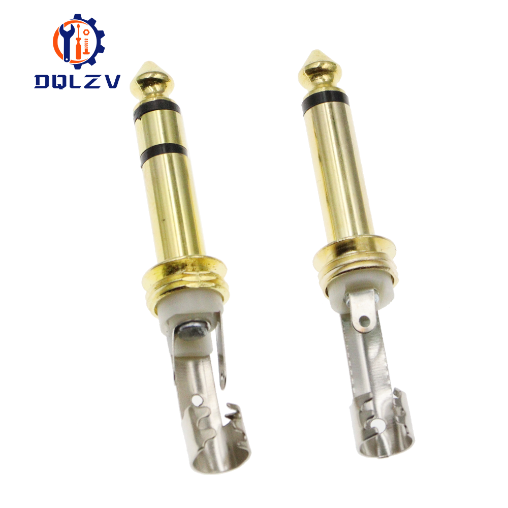 Adaptador de conector de Audio Mono macho, conector Jack dorado de 6,35 MM, conectores estéreo de Audio de soldadura macho de 1/4 pulgadas