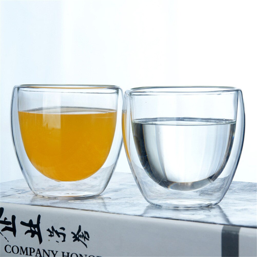 Enkelhet varmebestandig dobbelt veggskudd vinøl glass espresso kaffekopp te sett kopp 80-450ml tekopp glass