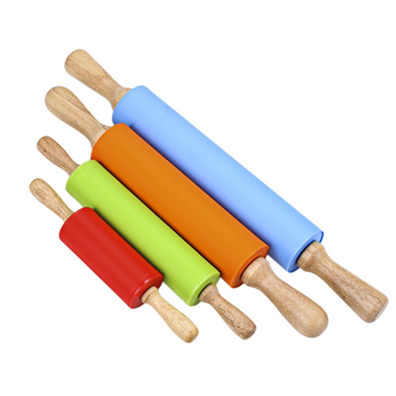 Wresetly Mattarello In Silicone Antiaderente Con Manico In Legno – Verde, Per Pasta, Pizza E Dolci - 2