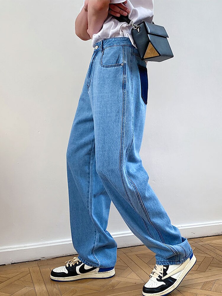 IEFB – jean décontracté bleu foncé pour homme, pantalon en Denim, tendance coréenne, poches, jambes larges, Chic, A0986, printemps