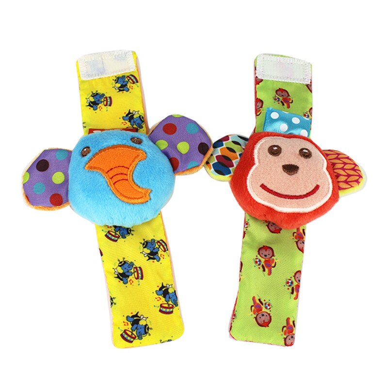 Sozzy-SONAJA de muñeca con dibujos de cebra para bebé, calcetines suaves para bebé, conjunto educativo, el mejor , juguetes para niño y niña: Q 2pcs wrist rattle