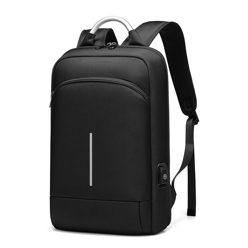 Eurcool Dunne Zakelijke Laptop Backpack15.6-Inch Kantoor Werk Mannen Rugzak Unisex Zwarte Slanke Rugzak Super Licht Pakket