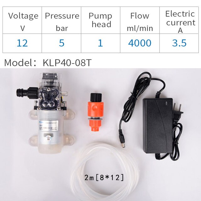 kamoer Micro Diaphragm Pump KLP40 Small Type 12v Pump Water Pump Booster Pump High-Pressure Spray Pump Sea Water Pump: 12V KLP40-08T-02