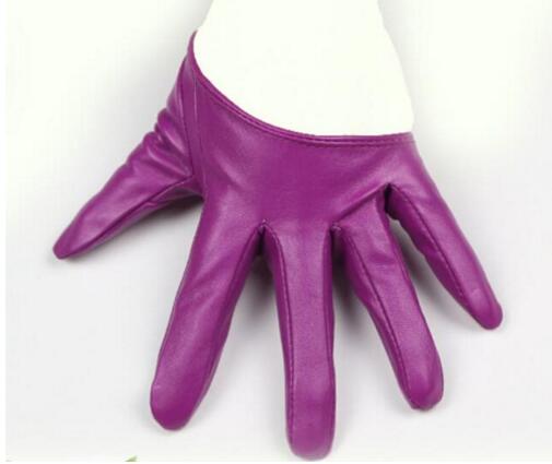 Multiple Color Women Patent leathe Gloves Women Solid Wrist Performance Dancing Mittens Driving Gloves: Purple