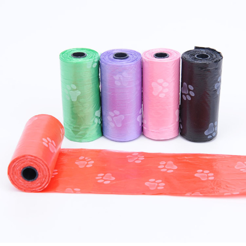 1Roll 15pcs Pet Waste Poop Bags Degradable Dog Waste Bags Dog Garbage Clean-up Bag PE Puppy Cat Poop Cleaning Dog Pooper Bag