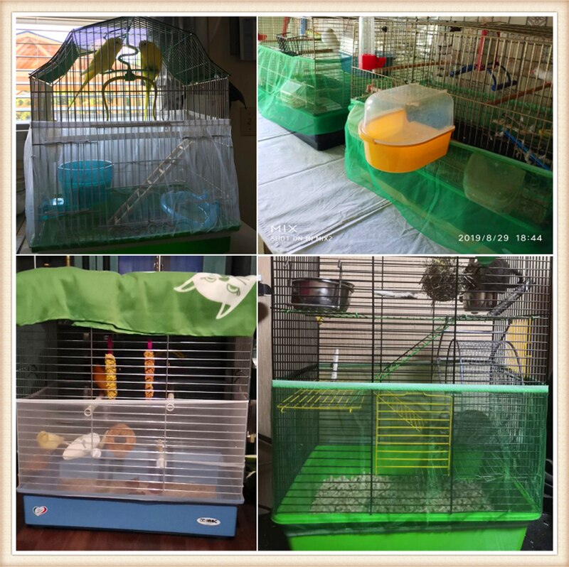 Easy Cleaning Bird Cage Covers Mesh Seed Catcher Guard Bird Cage Net Shell Skirt Dust-proof Airy Mesh Parrot Cage Cover 2 Sizes