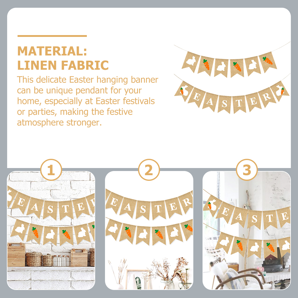 2pcs Easter Bunny Hanging Banner Easter Party Banner Easter Hanging Flag Banners