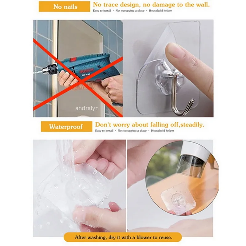 1-20 Stuks Badkamer Haak Transparante Muur Haken Hangers Zelfklevende Deur Muur Hangers Haken Voor Sleutel Tas Keuken bad Accessoires