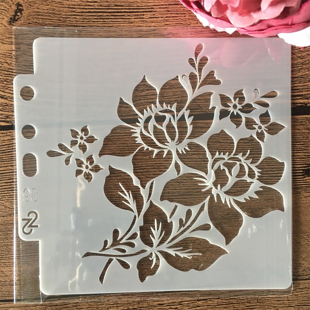 9 Stks/set 14*13Cm Bloemen Diy Gelaagdheid Stencils Muur Schilderen Plakboek Kleuring Embossing Album Decoratieve Kaart Template