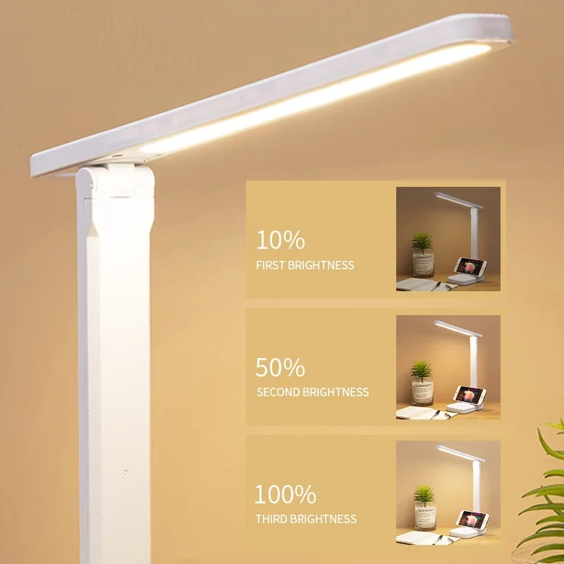 Lampada da tavolo a LED da 6000 mAh Lampada da scrivania dimmerabile continua a 3 colori ricaricabile tramite USB Lampada da lettura notturna pieghevole per protezione degli occhi