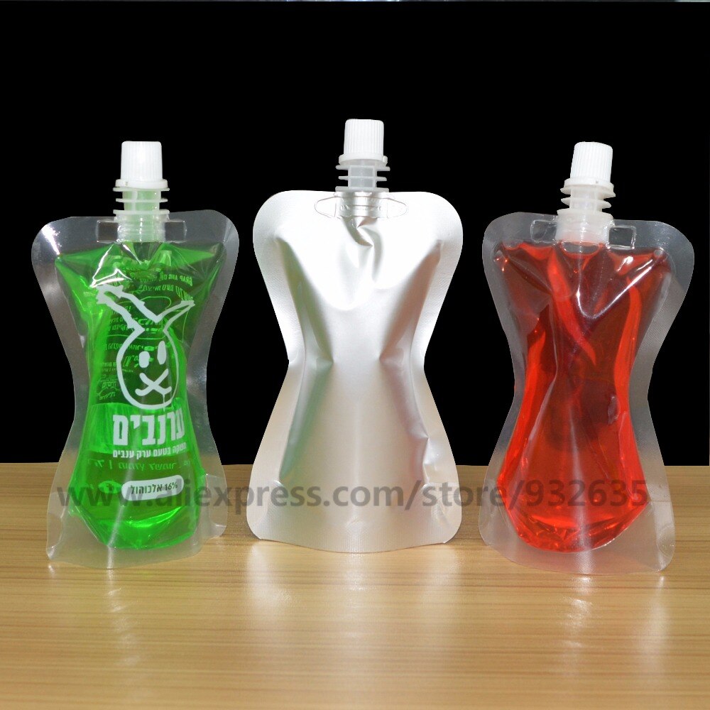 Doypack-Bolsa de almacenamiento de alimentos para mascotas, contenedor transparente de 50-250ML con boquilla, para salsa, bebida, escurridor, 20 unids/lote