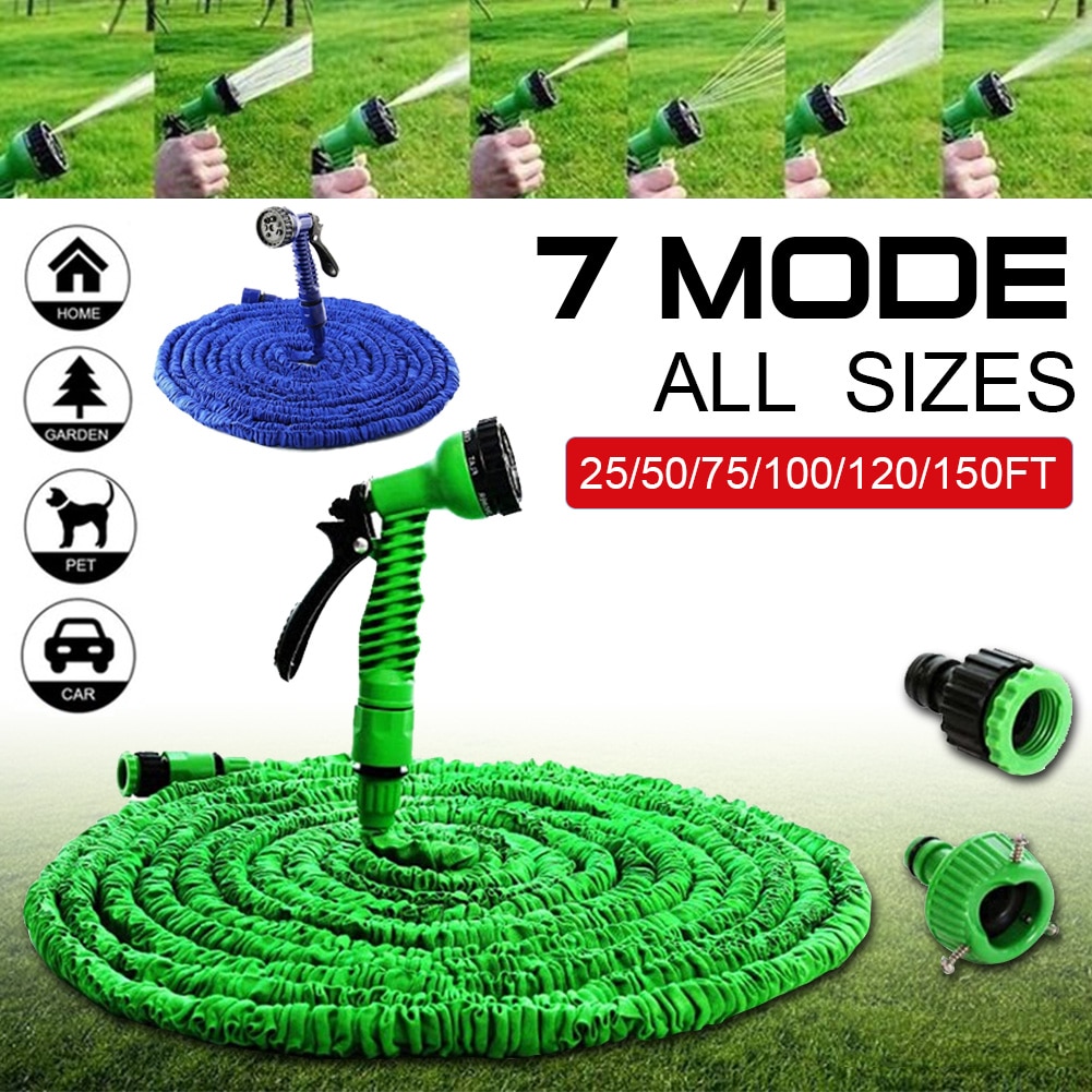 Expandable Flexible Garden Hose Car Washing Gardening Hose With 7 Function Nozzle 50ft/75ft/100ft For CSV