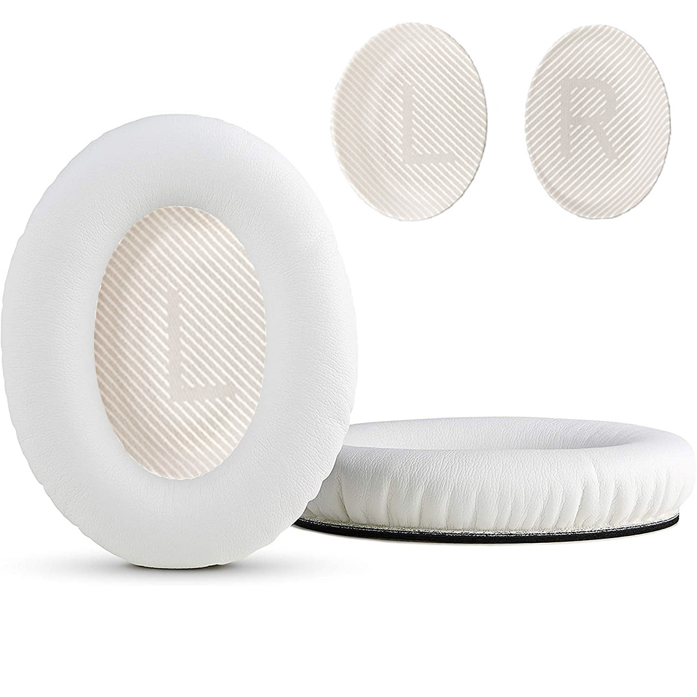 Almohadillas para auriculares BOSE QuietComfort 35II QC35, orejeras de espuma de cuero, fundas para auriculares, repuesto de espuma de esponja: Blanco