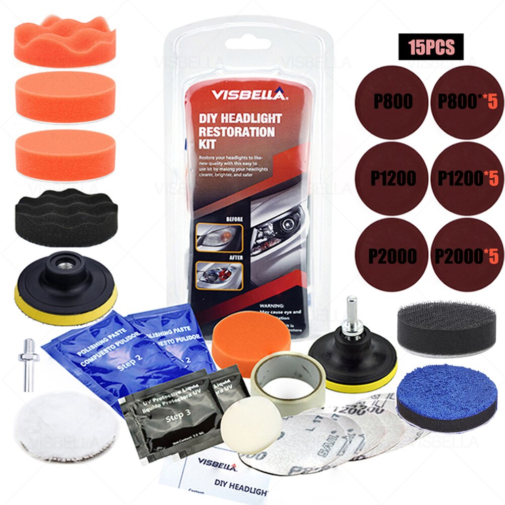 Car Headlight Restoration Polishing Kits Headlamp Repair Kits Car light Lens Polish Polisher Cleaning Paste Refurbish Paint Care: Package 11