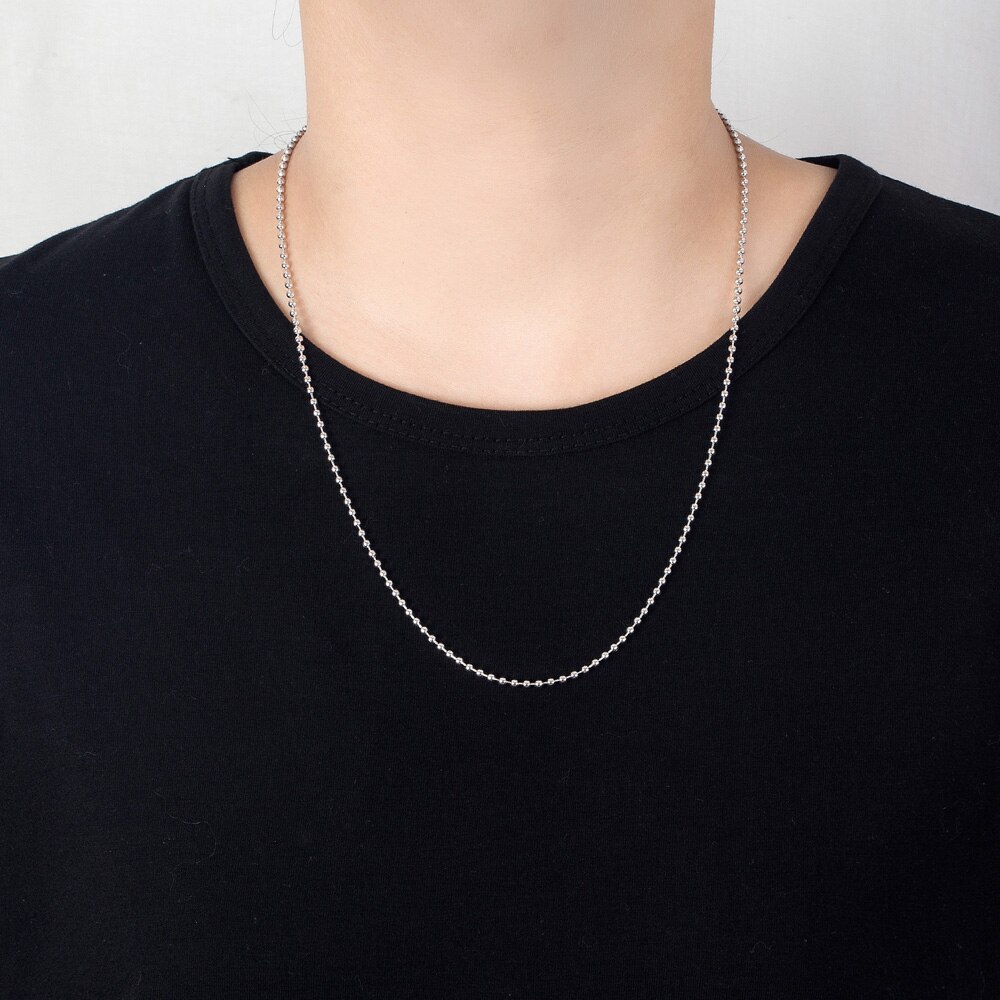 Collar de plata esterlina 100% 925 auténtica para mujer, cadena de cuentas de 2,3 MM y 18 a 28 pulgadas, para hombres y niños, joyería fina