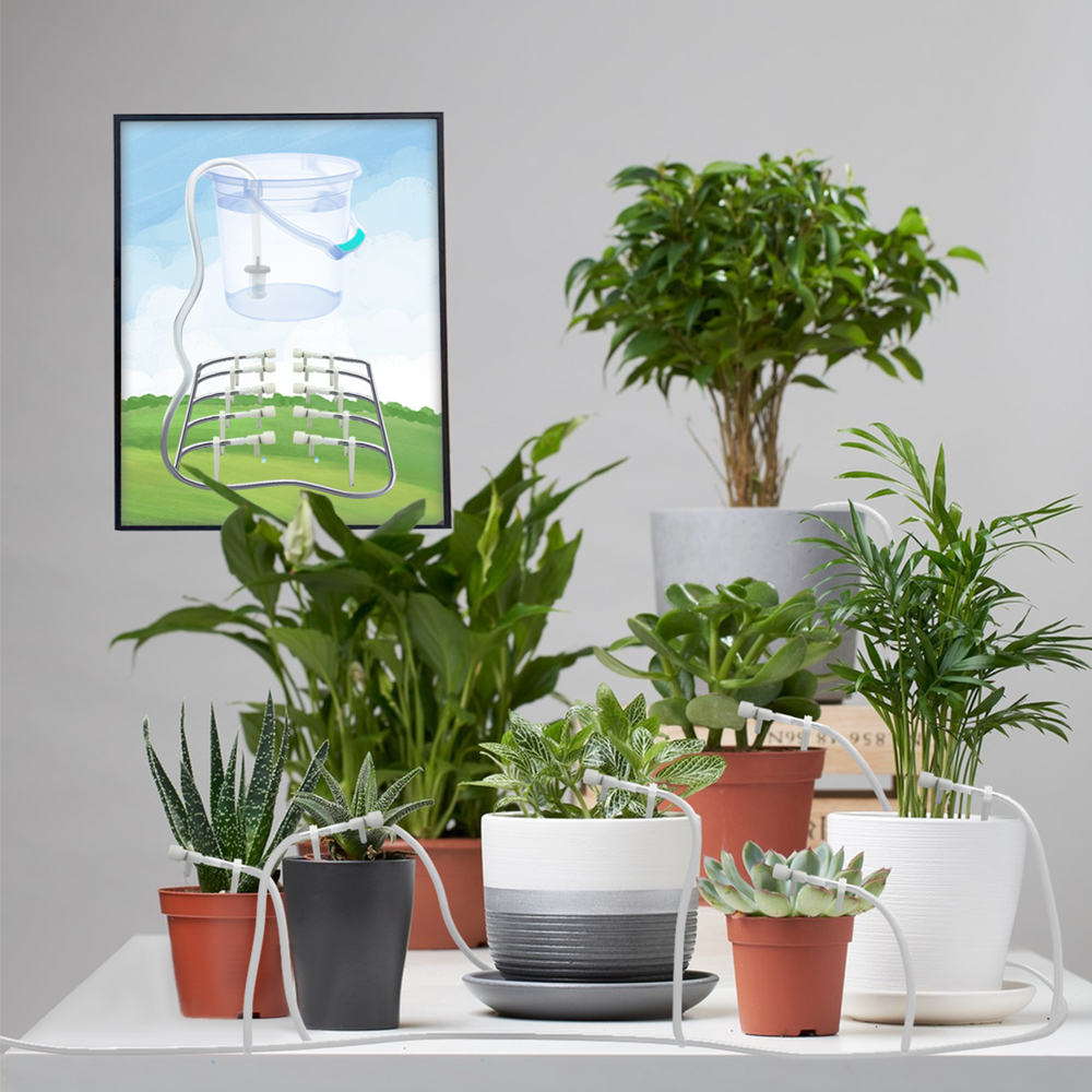 1/4"Transparent Hose Micro Drip Irrigation Kit with Regulating Valve Dropper Garden Indoor Potted Plant Saving Watering Device