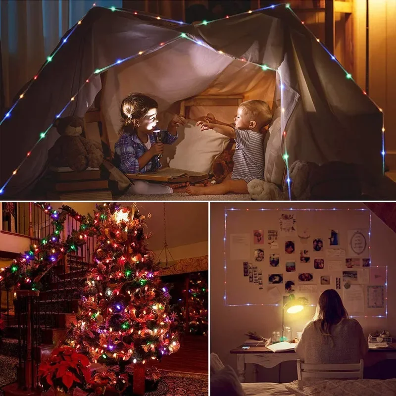 Tira de luces de cuerda Solar de 300LED, cuerdas de luces de hadas impermeables para exteriores, decoración navideña para jardín, césped, árbol, patio, valla, camino