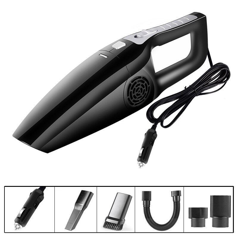 Aspirador de mano para coche, 12V, 120w, herramienta portátil de alta potencia, mini limpiador para coche: Black
