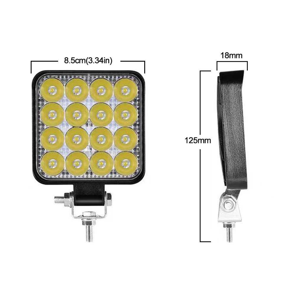 Bil ledet-lysbjelke 48w ledet-bjelker 16 barrer firkantet søkelyset offroad ledet-arbeidslys 12v 24v 27w til bil lastebil 4 x 4 4wd bil suv atv