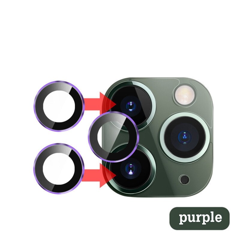 Câmera traseira protetor de tela de vidro + anel de lente de metal para-iphone 12/11 pro max câmera tela protctor para-iphone 12/11 caso: 4NB403243-PL-2